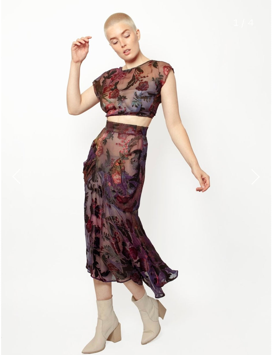 Dark Rose Silk Babushka Skirt