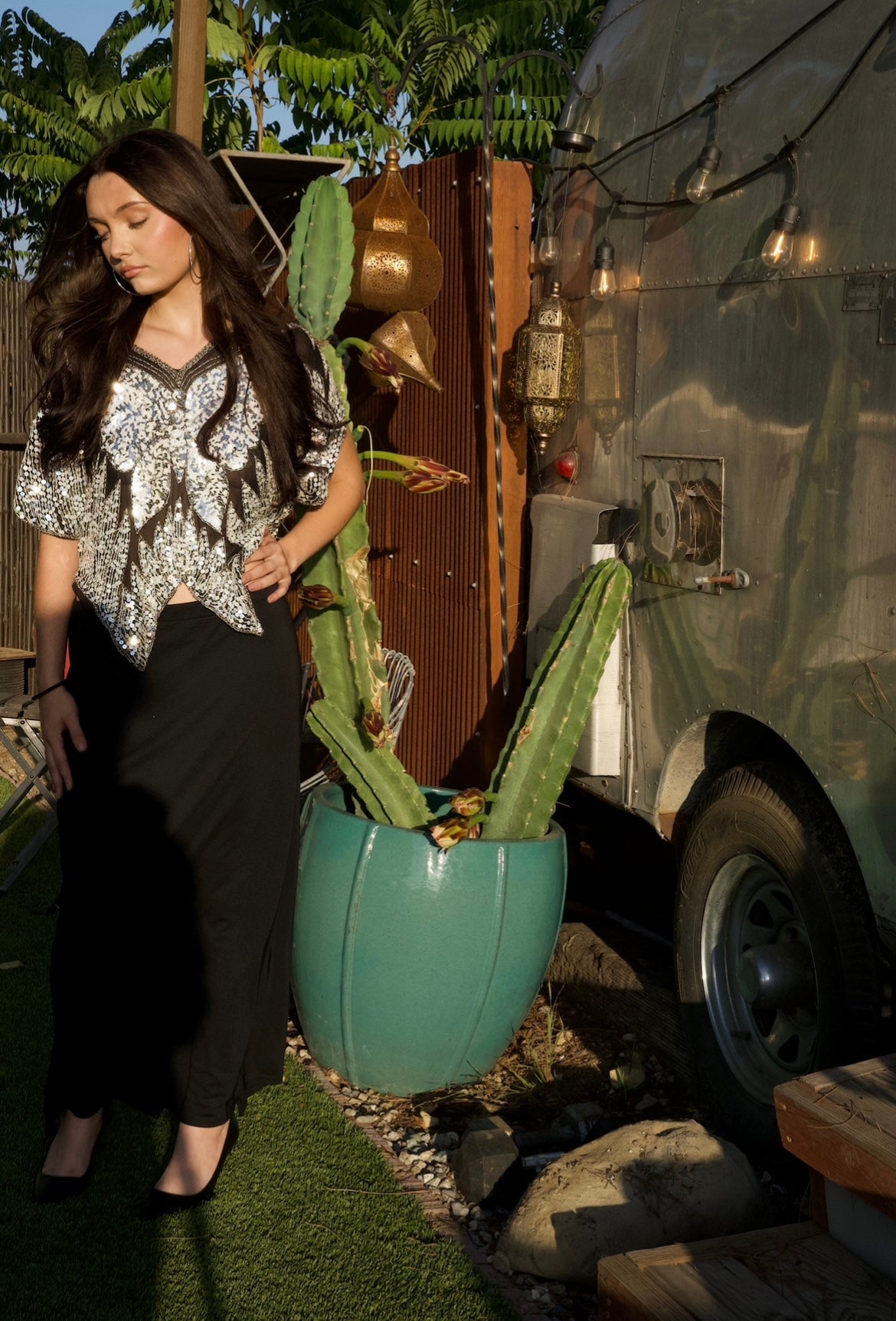 Vintage Butterfly Sequin Top