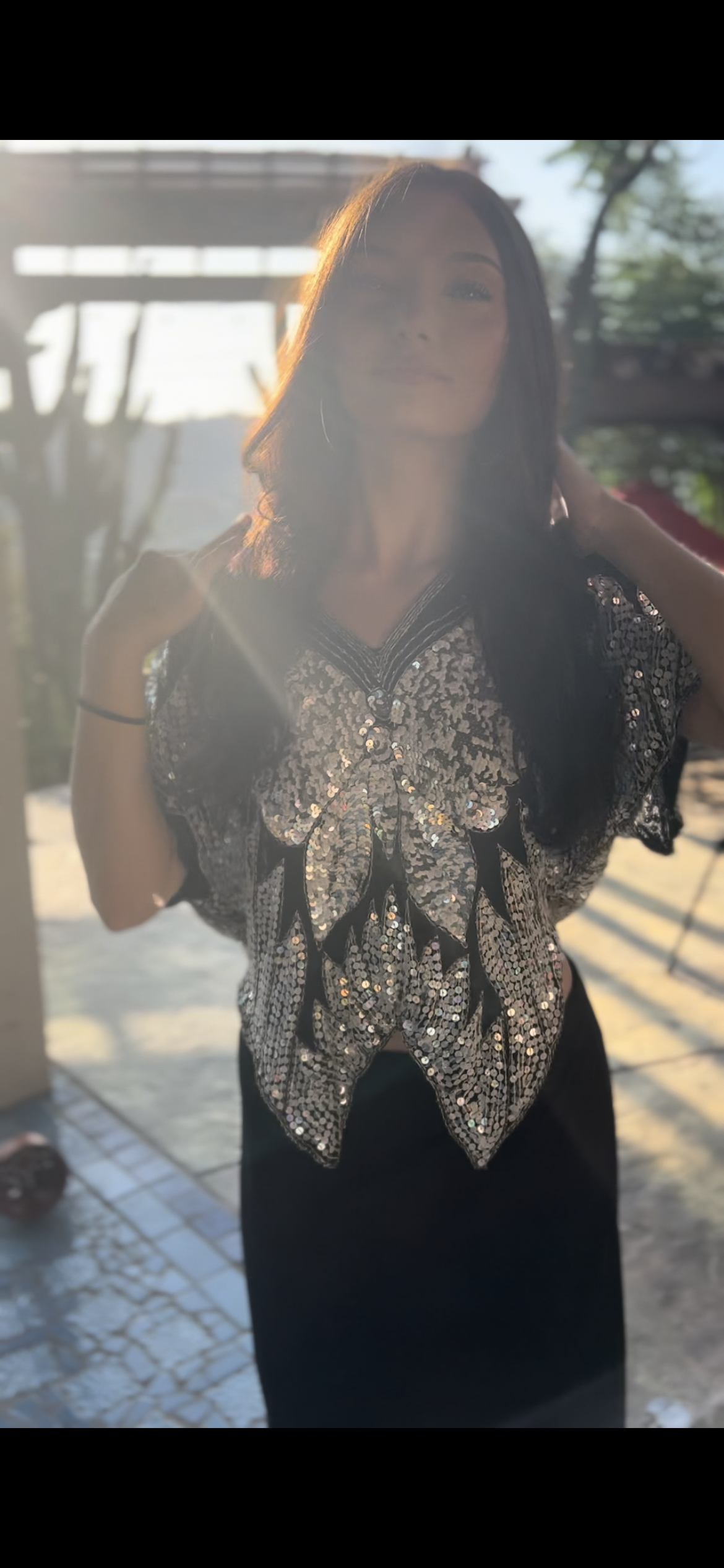 Vintage Butterfly Sequin Top