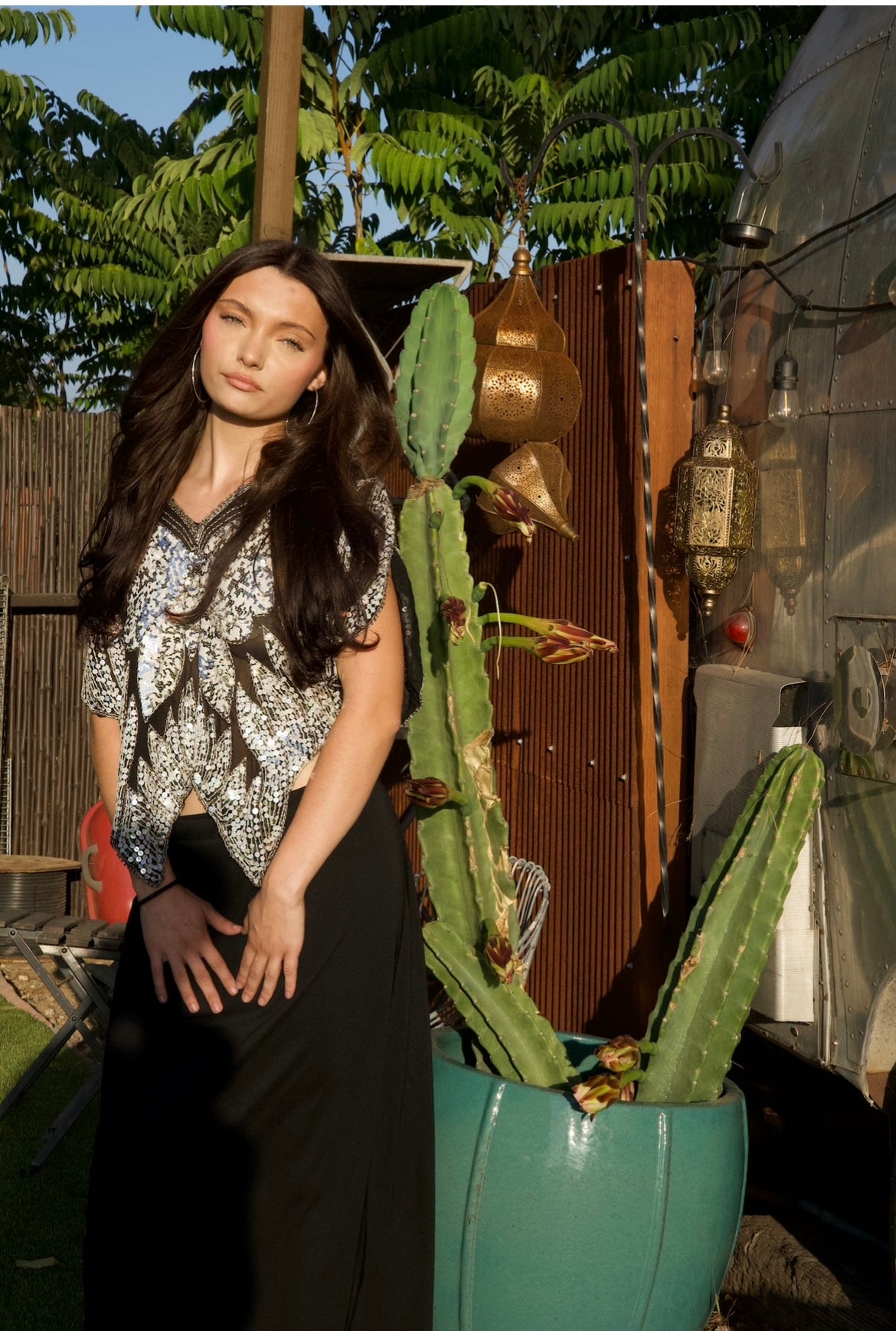 Vintage Butterfly Sequin Top
