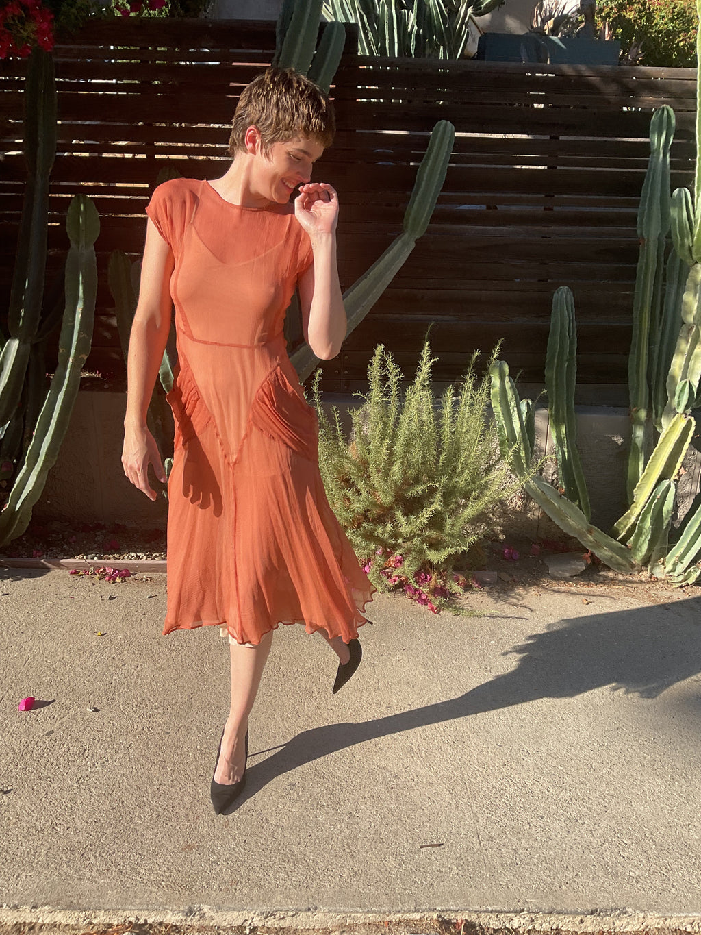Orange Crush Silk Babushka Dress