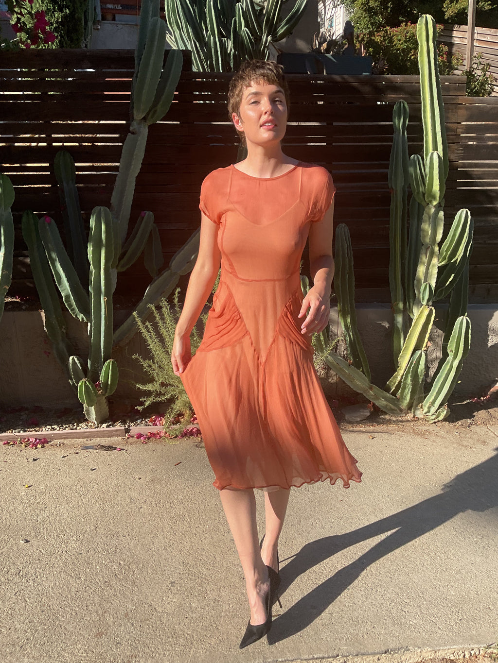 Orange Crush Silk Babushka Dress